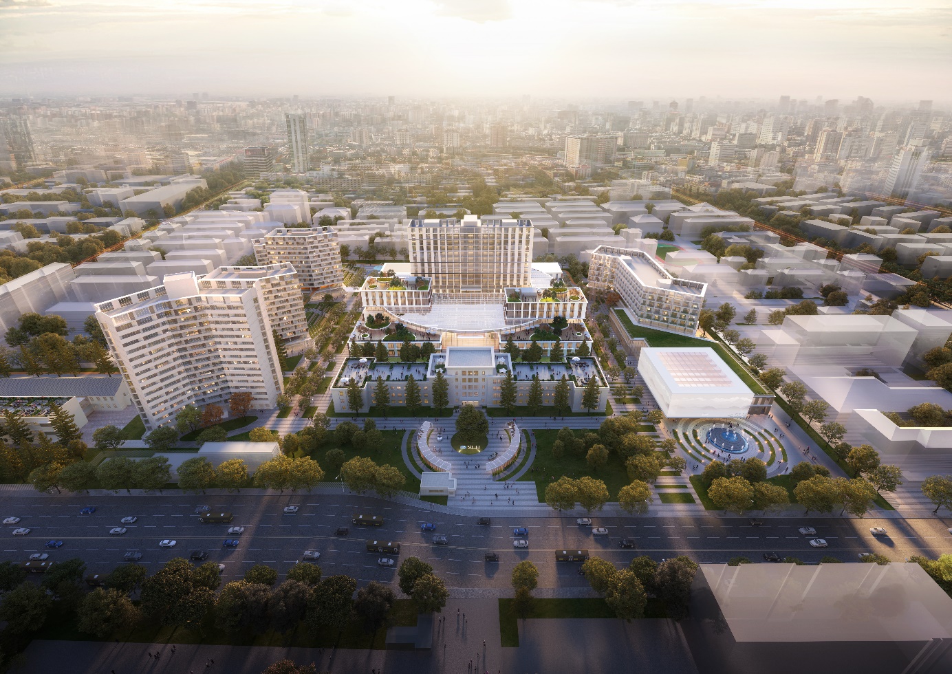 图为上海商学院漕宝路校区（上海洛桑酒店管理学院）鸟瞰图